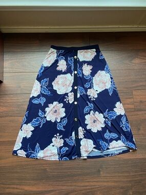 ESPRESSO Floral Print High Waist Midi Skirt S